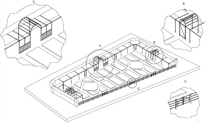 Walled Garden Estate Fencing CAD Drawing 2