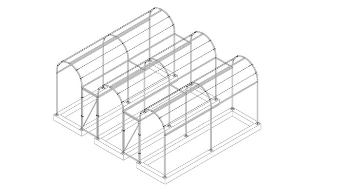 Triple Roman Arch Fruit Cage over Raised Beds Design Triple Roman Arch Fruit Cage over Raised Beds Design