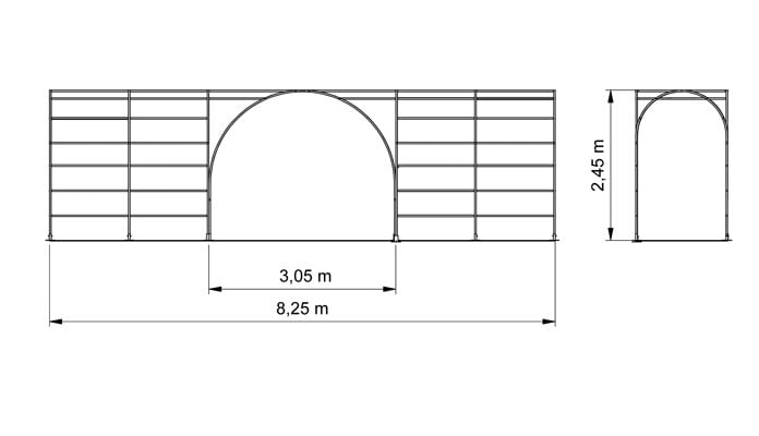 Roman Bisecting Pergola Above Ground CAD 2