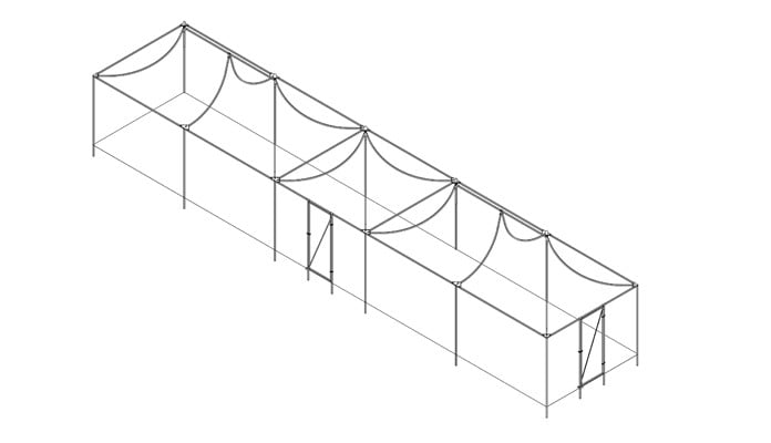 15m x 3m Fruit Cage 2x Pavillion 1x Peak Roof Design 15m x 3m Fruit Cage 2x Pavillion 1x Peak Roof Design