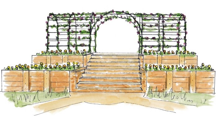 Roman Bisecting Pergola Above Ground Illustration Roman Bisecting Pergola Above Ground Illustration