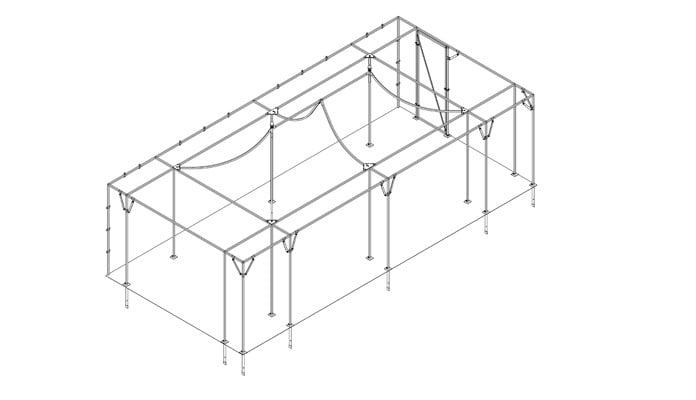 7.5m x 3.5m Pavilion Fruit Cage with Flat Surround Design