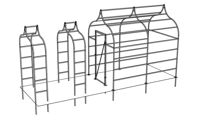 2m x 3m Ogee Arch Fruit Cage with 2 Ogee Arches Design 2m x 3m Ogee Arch Fruit Cage with 2 Ogee Arches Design