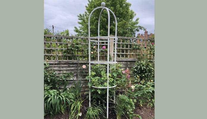 Silk Grey Grand Round Steel Obelisk, Mrs Westley - Staffordshire