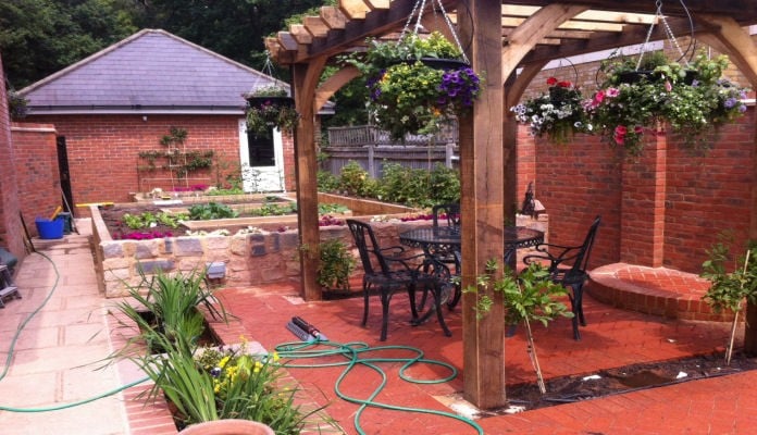 Bespoke walk in steel cage to fit an existing raised bed (before)