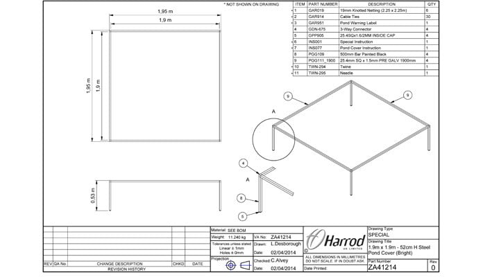 Bespoke Pond Cover Drawing