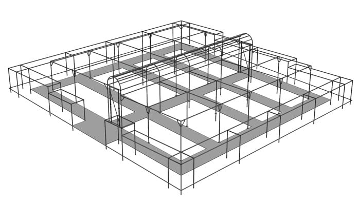 Stepped Corridor Cage with Flat Roof Surround Stepped Corridor Cage with Flat Roof Surround