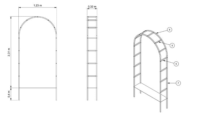 Roman Arch Framing Entrance CAD Drawing