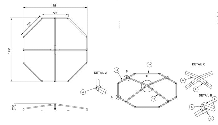 Pond Cover Raised Steel Angled CAD Drawing Pond Cover Raised Steel Angled CAD Drawing