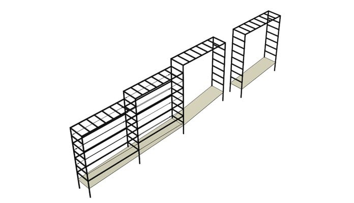 Square Arches Linked on a Slope CAD Design