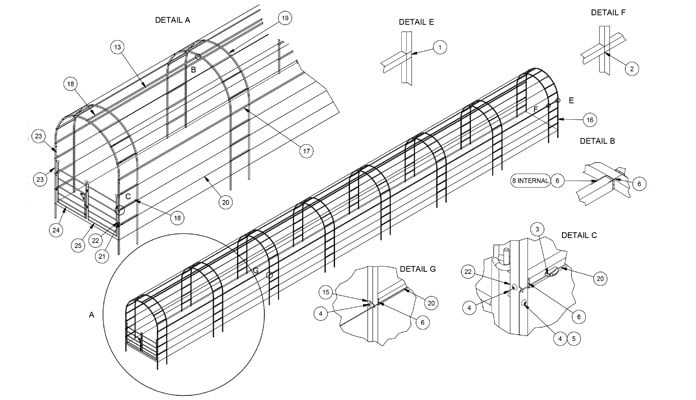 CAD Linked Arches with Gates CAD Linked Arches with Gates