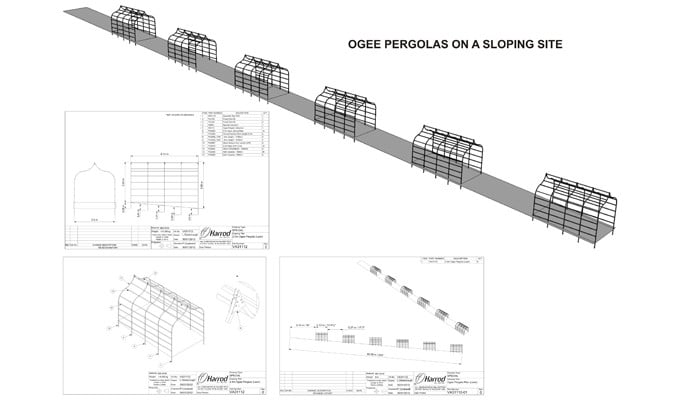 Sloping Ogee Pergolas CAD Drawing Sloping Ogee Pergolas CAD Drawing
