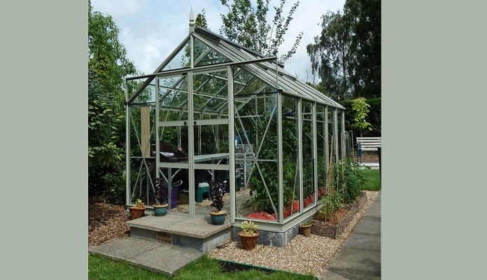 8ft x 10ft Willow Grey Greenhouse, Mrs Newton - West Sussex 8ft x 10ft Willow Grey Greenhouse, Mrs Newton - West Sussex
