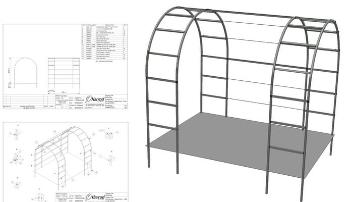 Roman Linked Arches & Side Access CAD Drawing