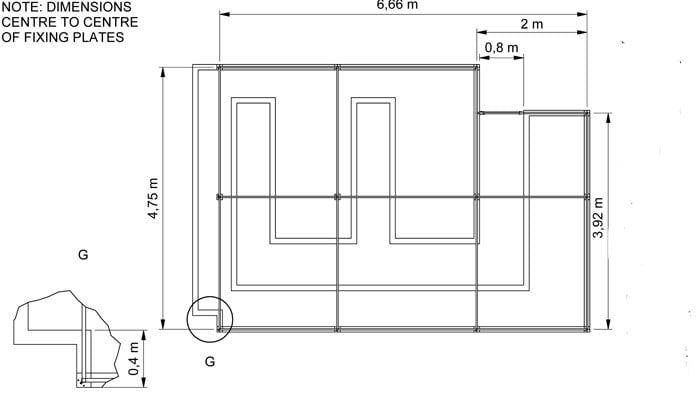 Bespoke walk in steel cage to fit an existing raised bed CAD Drawing 1