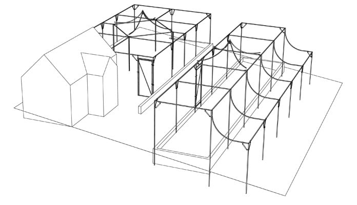 Fruit Cage with Peaks on Sloping Site Design Fruit Cage with Peaks on Sloping Site Design