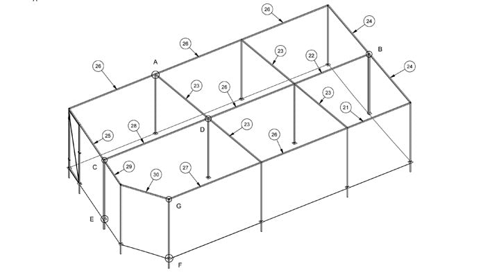 Fruit Cage Steel Angled CAD Drawing 2