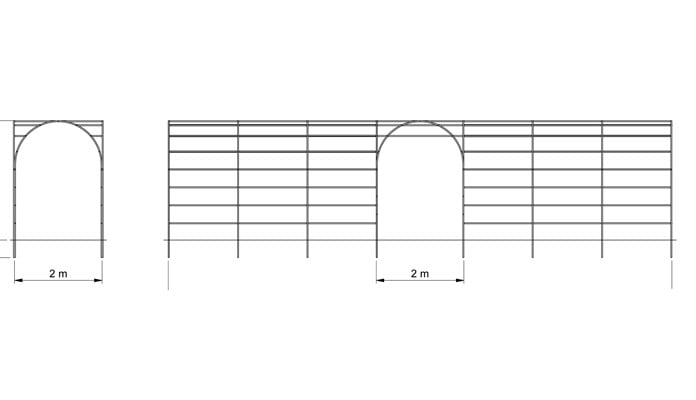 Roman Bisecting Pergola Two Way CAD Drawing 1