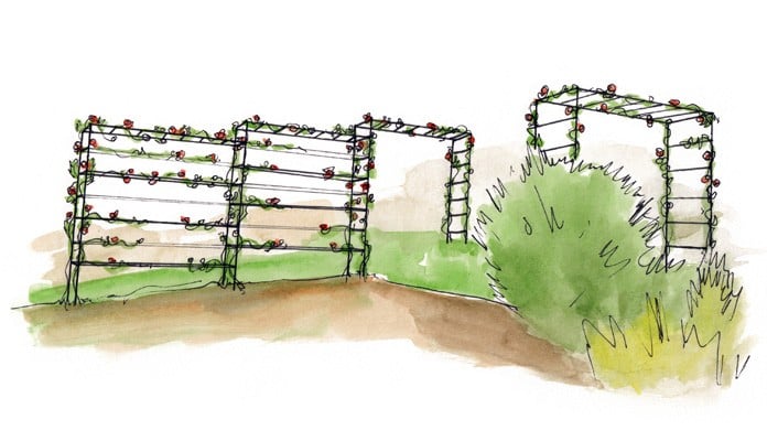 Square Arches Linked on a Slope Drawing Square Arches Linked on a Slope Drawing