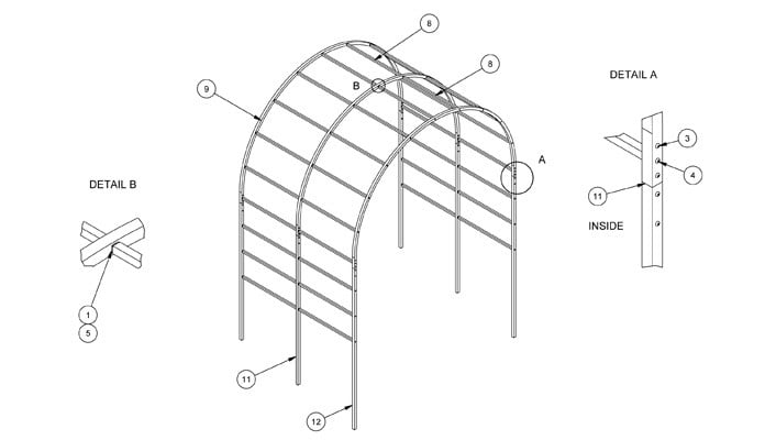 Aluminium Roman Pergola CAD Drawing 1