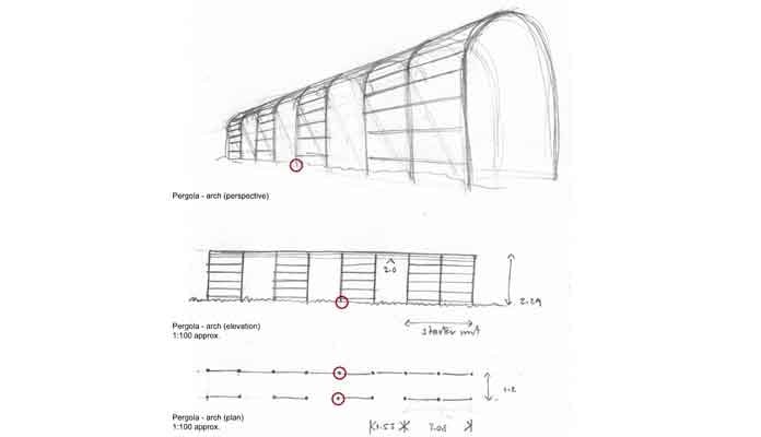 Roman Pergola with Side Access Drawing 1
