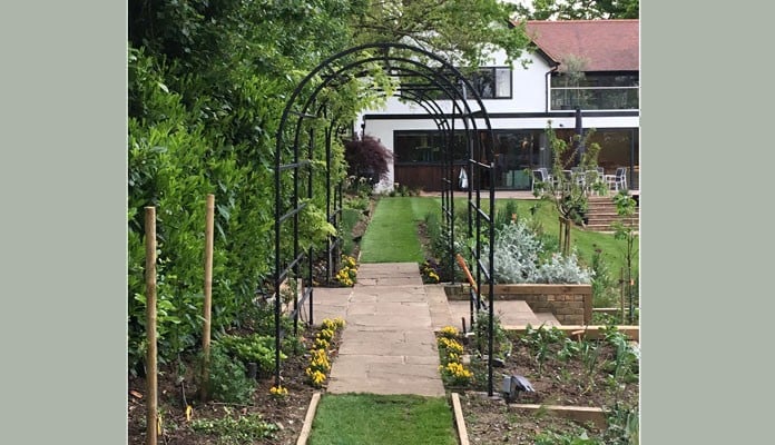 Roman Bisecting Pergola Above Ground Spring 1