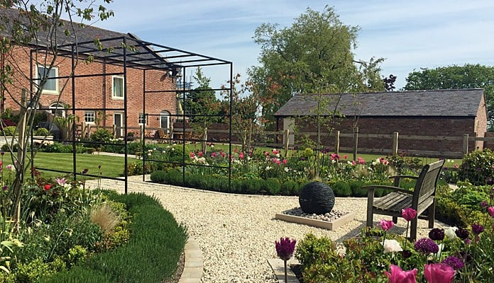 Daisy Barn Garden Square Pergola spanning central path