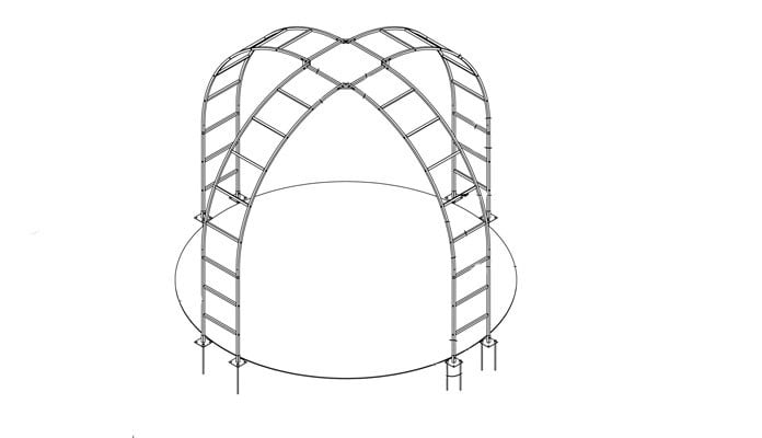 Roman Rose Arch Gazebo CAD Drawing