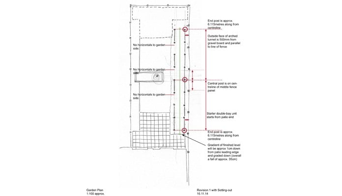 Roman Pergola with Side Access Drawing 2