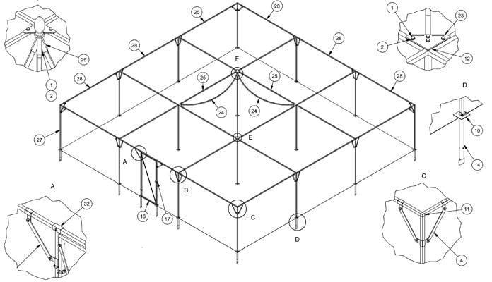 Fruit Cage Steel Peak for Brassicas CAD Drawing