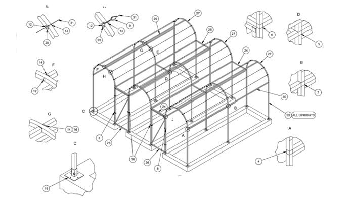 Roman Arch Fruit Cage - CAD Drawing 21