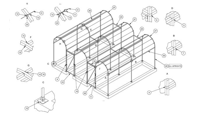 Roman Arch Fruit Cage - CAD Drawing 21 Roman Arch Fruit Cage - CAD Drawing 21