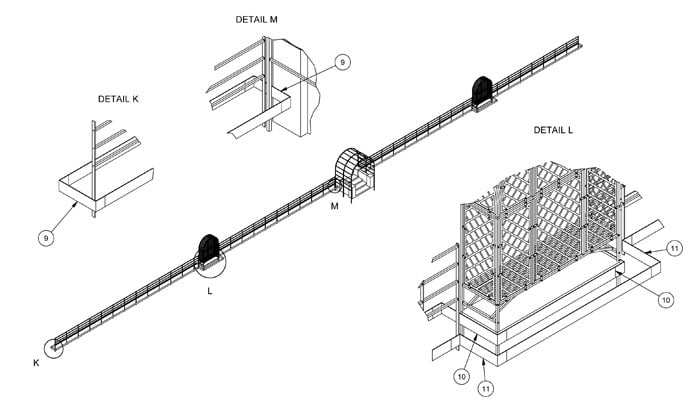 Rosewalk Roman Pergola and Arbour Fitted Bench CAD Drawing 3