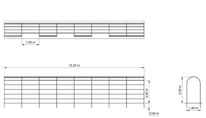 Roman Pergola with Side Access CAD Drawing