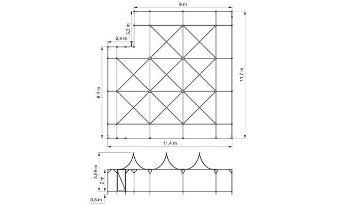 Fruit Cage Steel Peaks with Cut Out CAD1