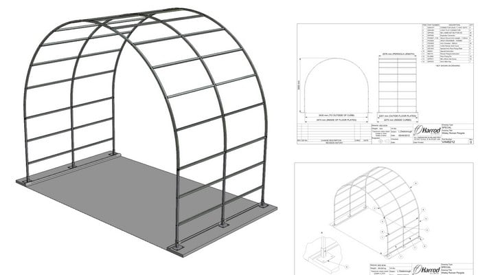 Wisley Roman Pergola CAD Drawing