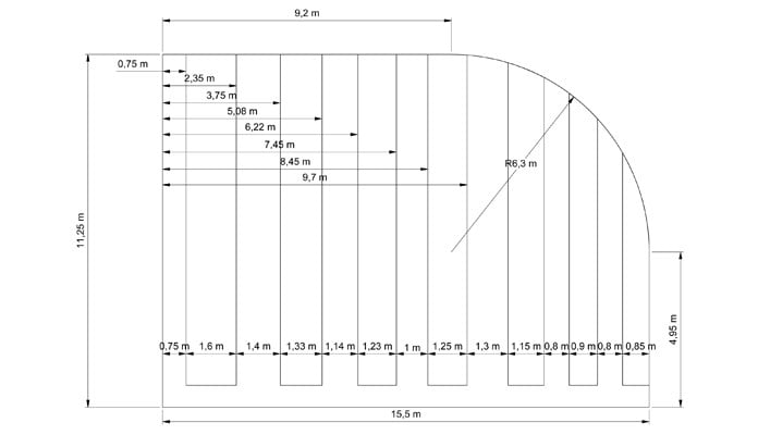 Curved Steel Fruit Cage CAD Drawing 2