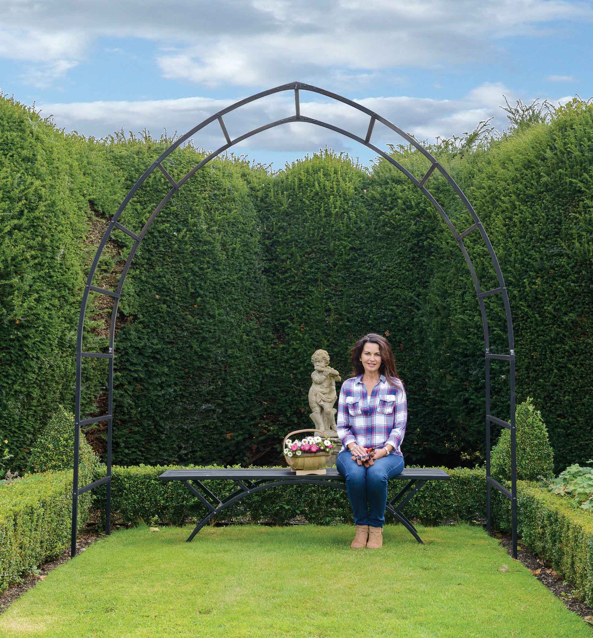 Black Gothic Garden Arch -  Powder Coated Steel - 10 year guarantee - Harrod Horticultural