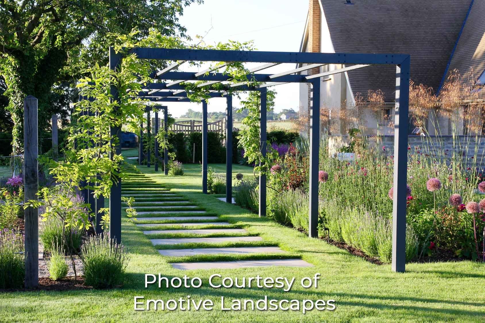 Contemporary Grey Pergola Walkway - Harrod Horticultural