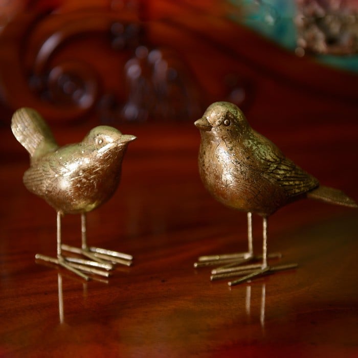 Antique Gold Bird Decorations by Gisela Graham  Harrod Horticultural