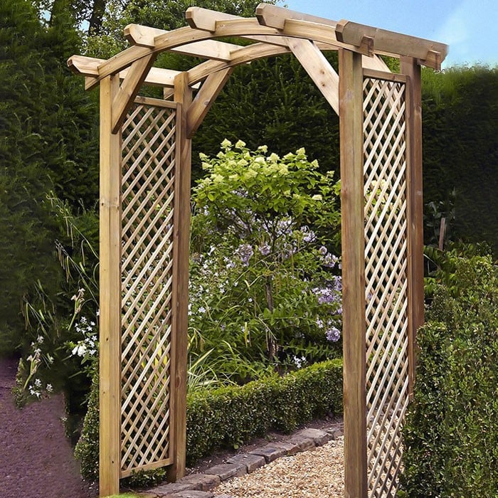 Curved Lattice Wooden Garden Arch - Harrod Horticultural