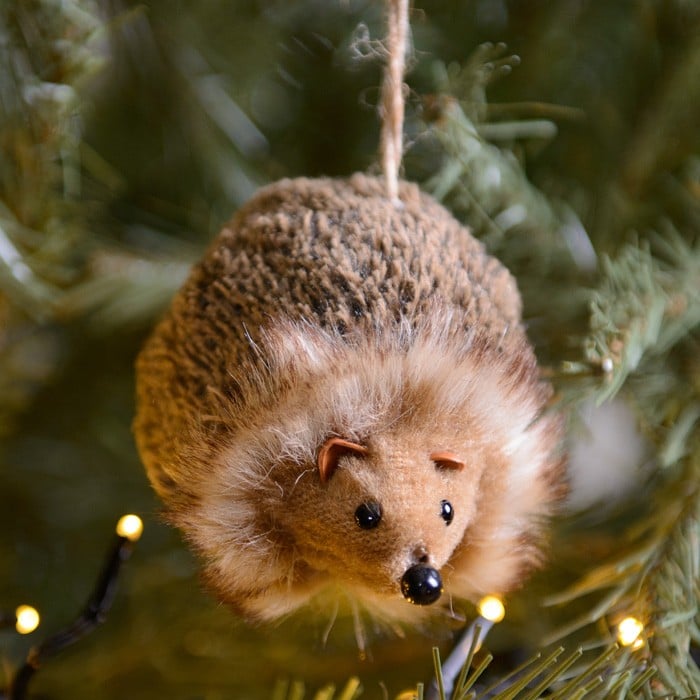 Fur Fabric Hedgehog Hanging Decoration by Gisela Graham Harrod