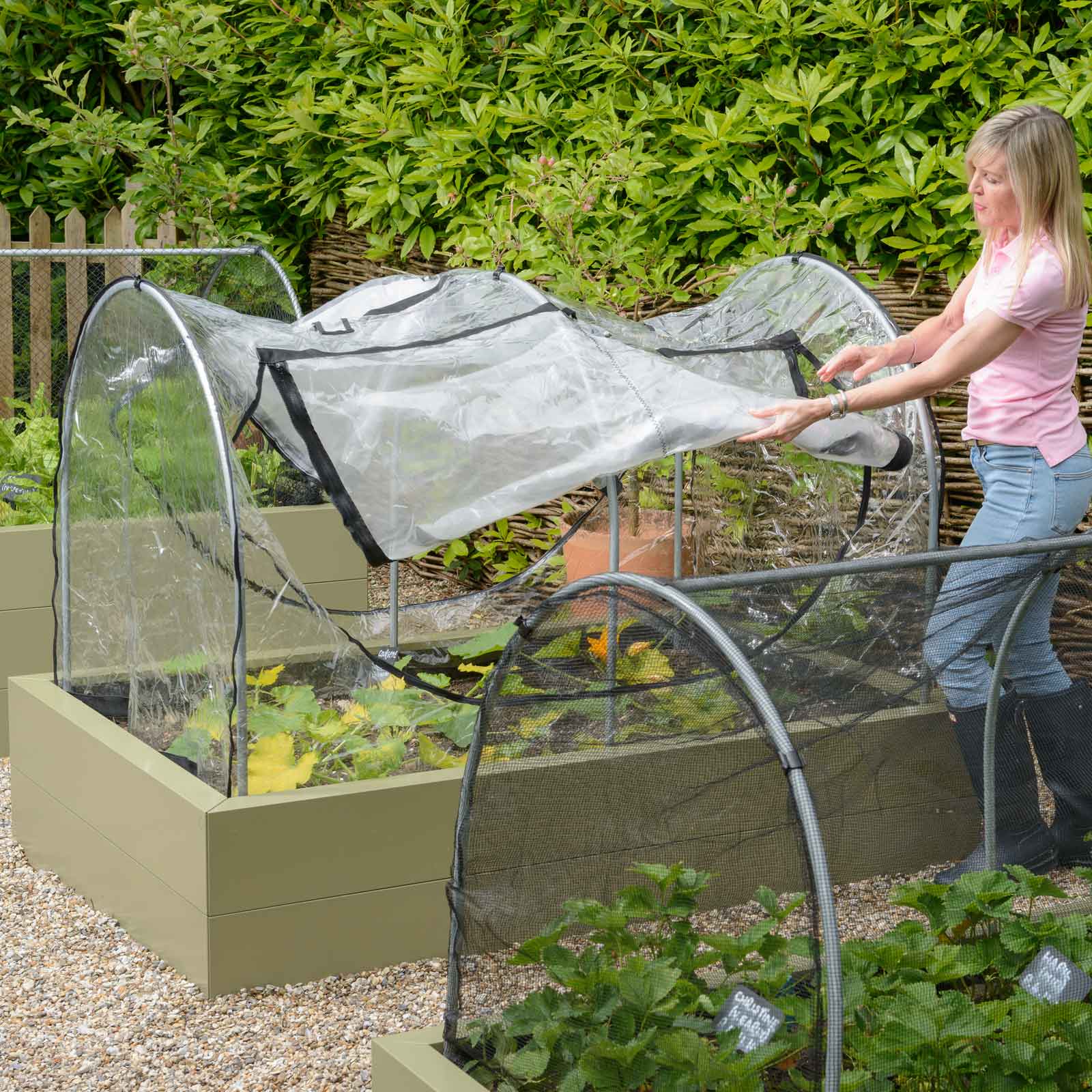 Fitted Hoops  Mesh Vented PVC Covers for Metal Raised Beds