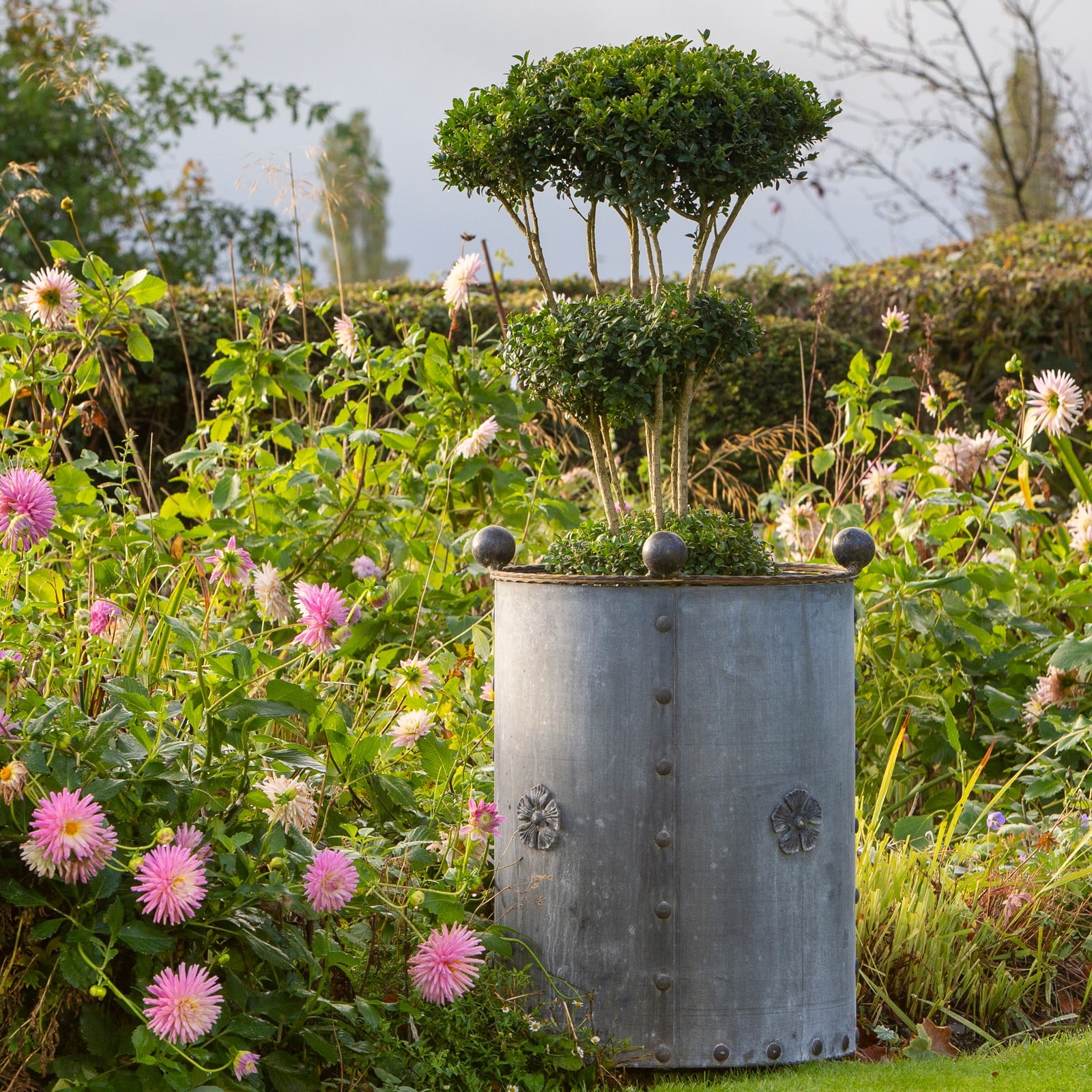 Galvanised Steel Large Round Planter