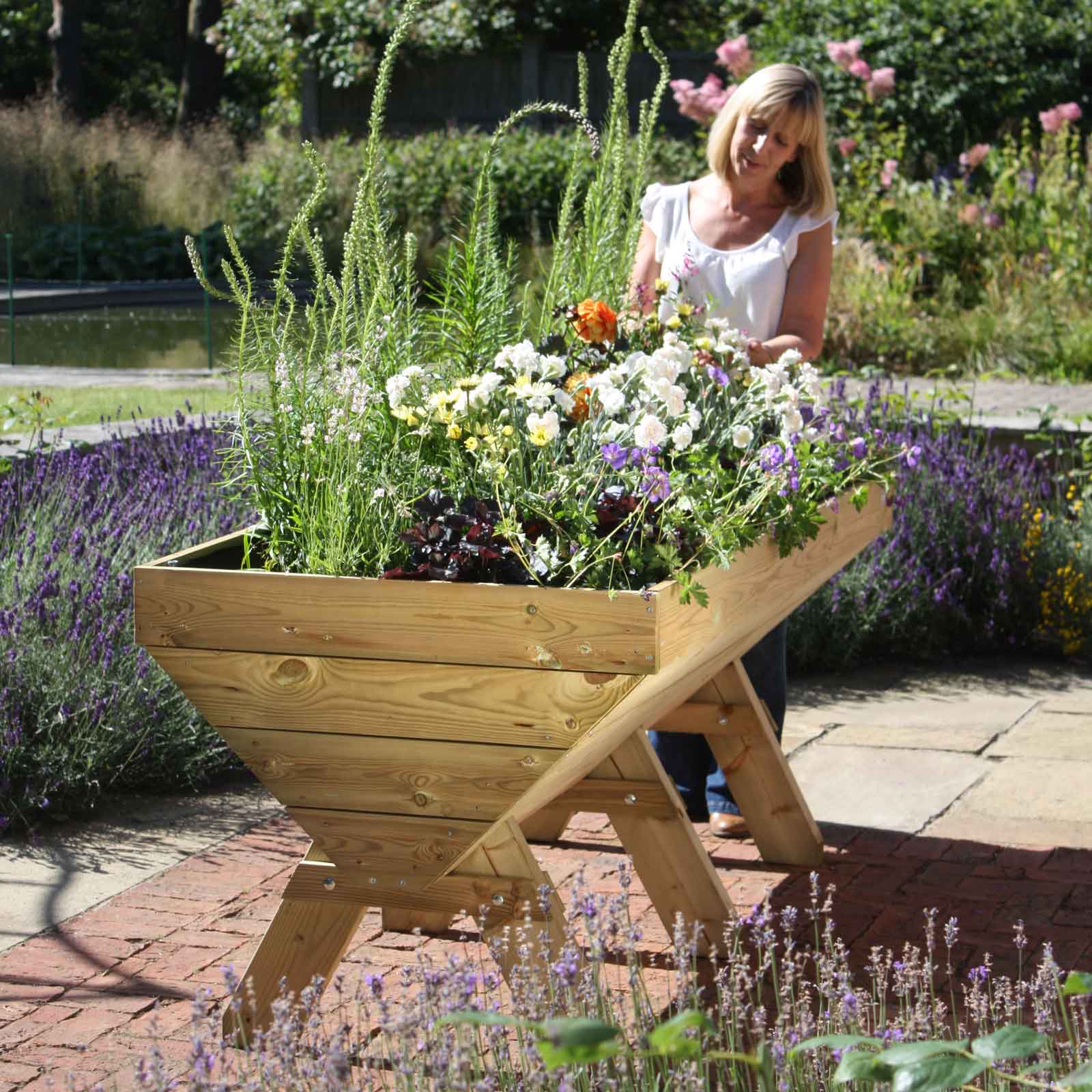 wooden plant trough - raised planters at harrod horticultural
