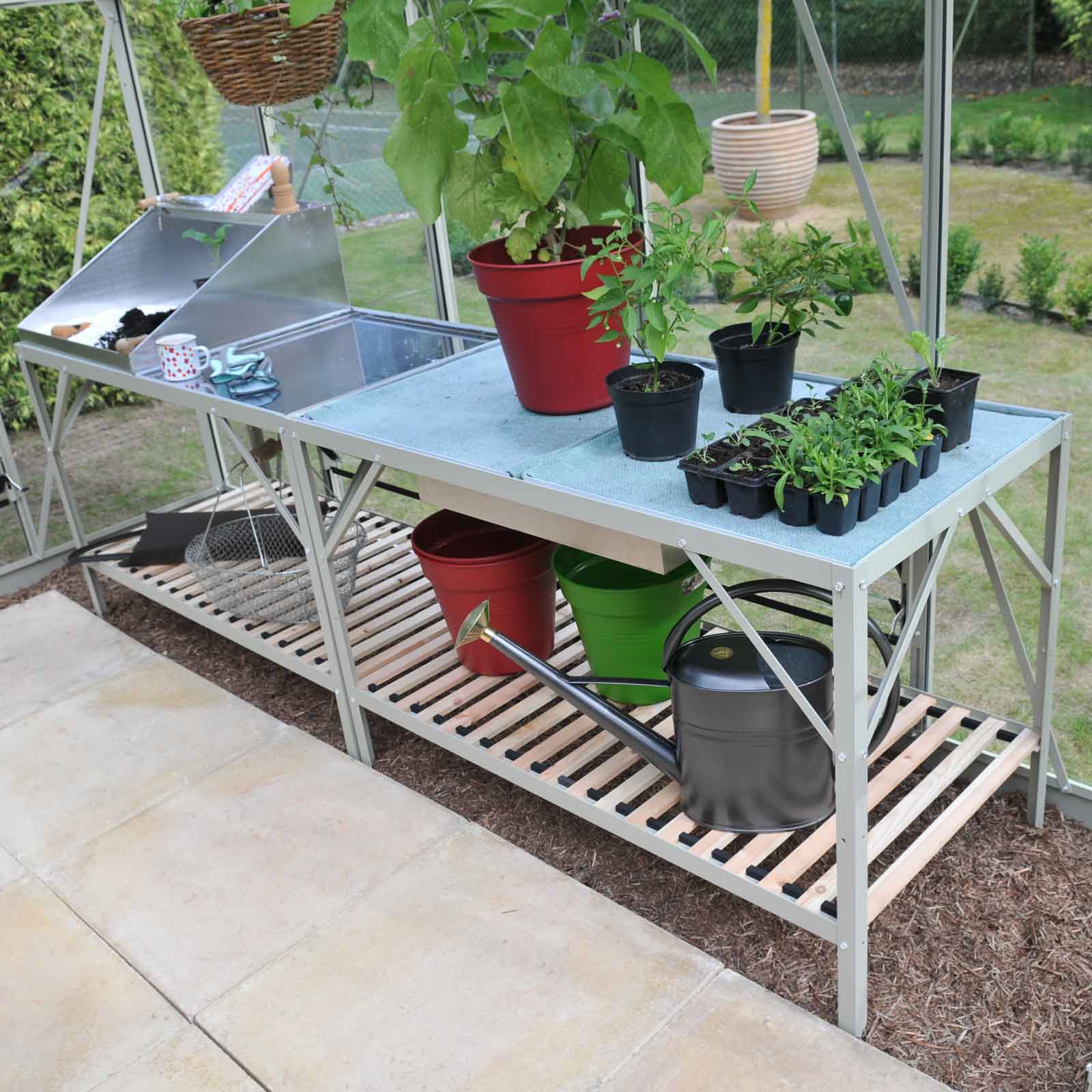 Freestanding Greenhouse Staging Willow Grey Harrod Horticultural