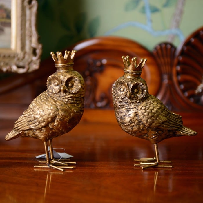 Gold Resin Owl Decorations by Gisela Graham Harrod Horticultural
