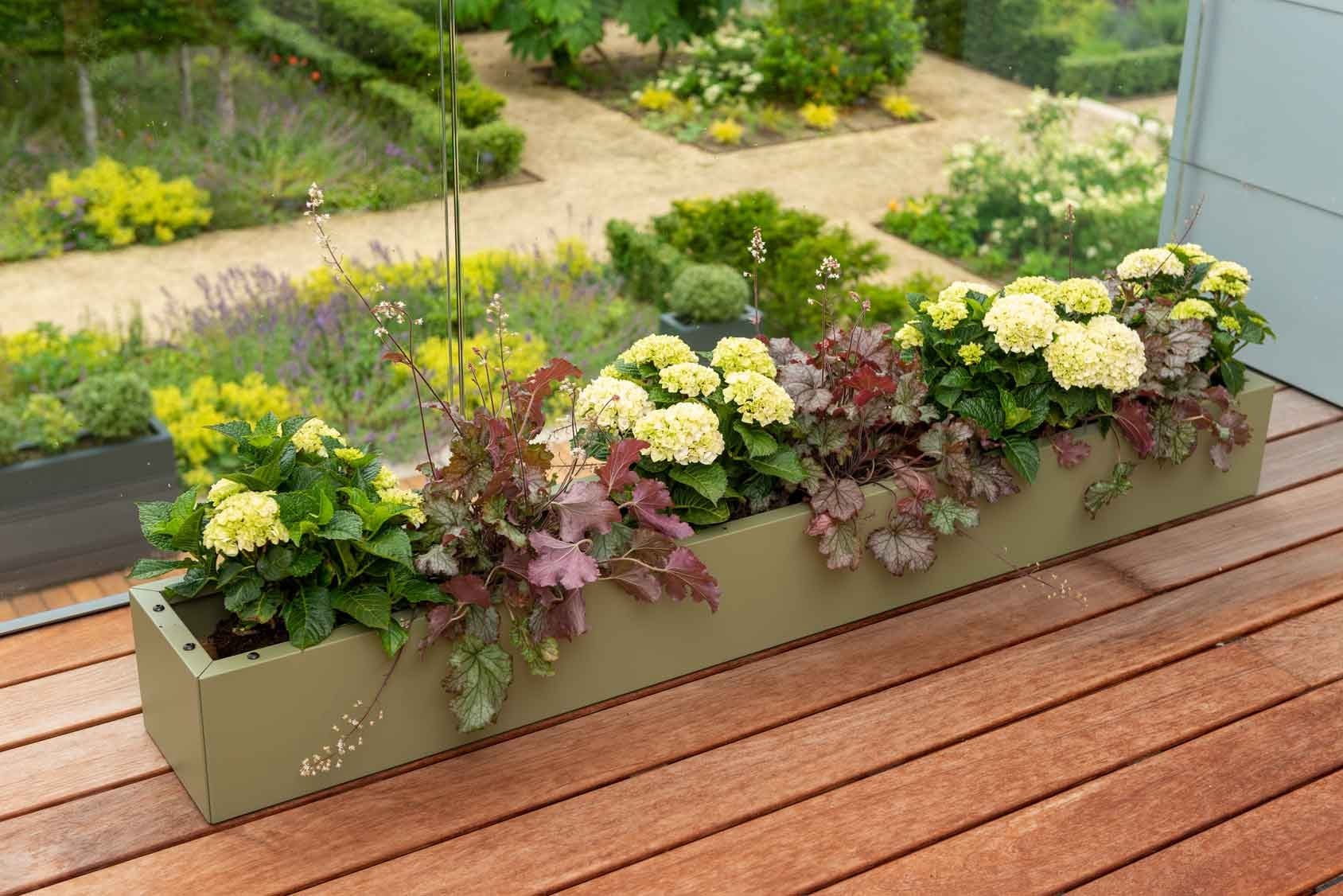 Harrod Trough Metal Planters - Heritage Green