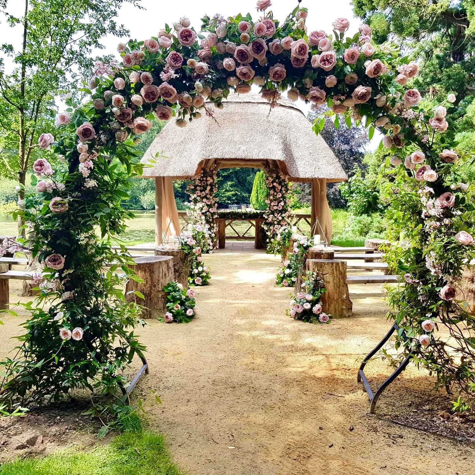 Black Traditional Moon Gate Garden Arch Powder Coated Steel Flower Climber - 10 Year Guarantee - Harrod Horticultural