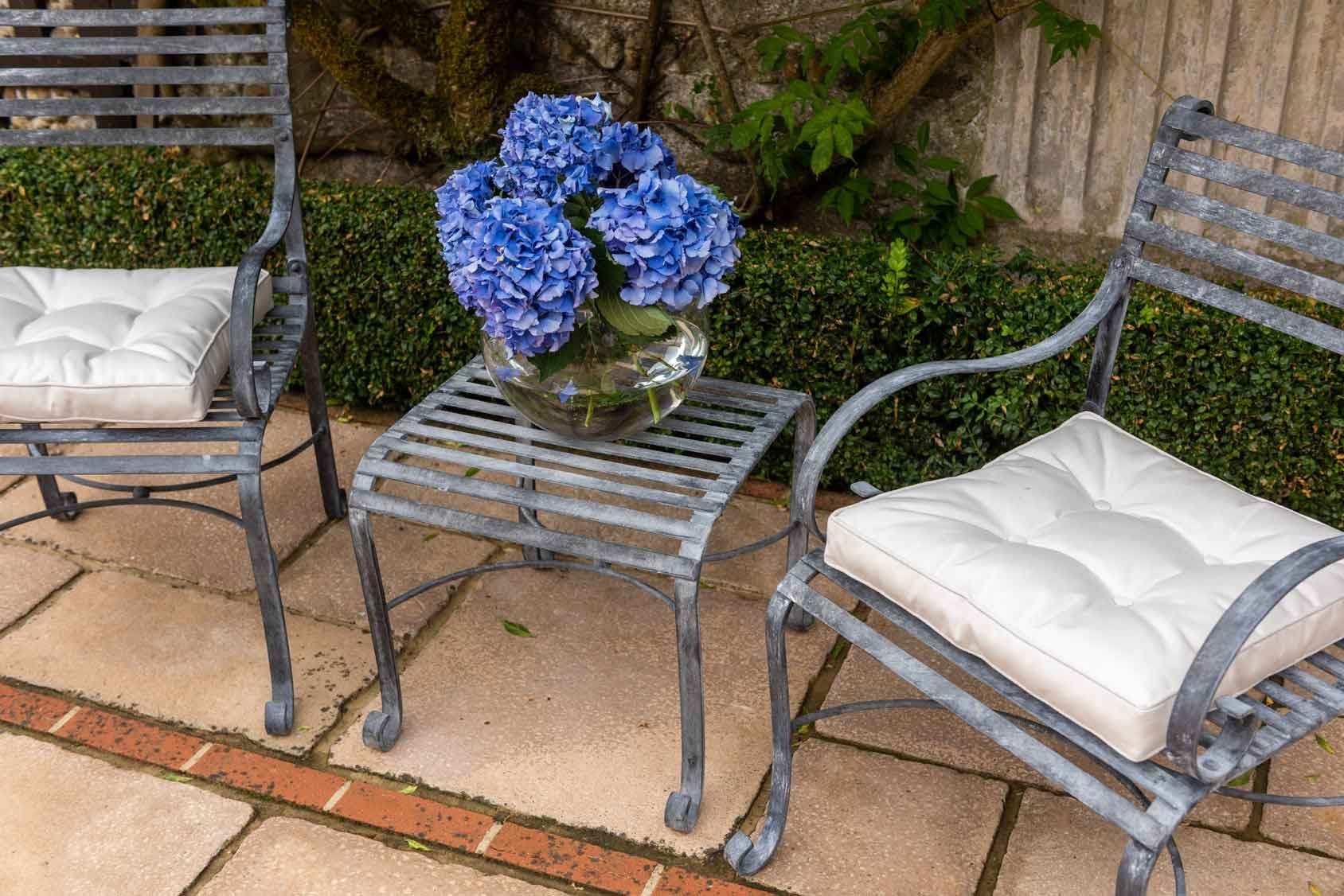 Handcrafted Steel Garden Table / Single Seat - The Southwold Collection by Harrod Horticultural